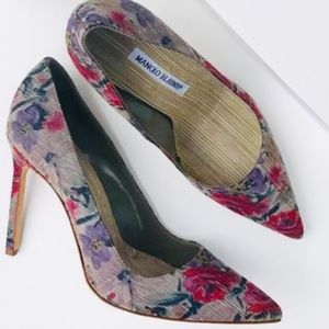 Manolo Blahnik BB Multicolor Floral Pumps